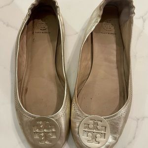 Tory Burch Minnie Travel Ballet Flat, Metallic
